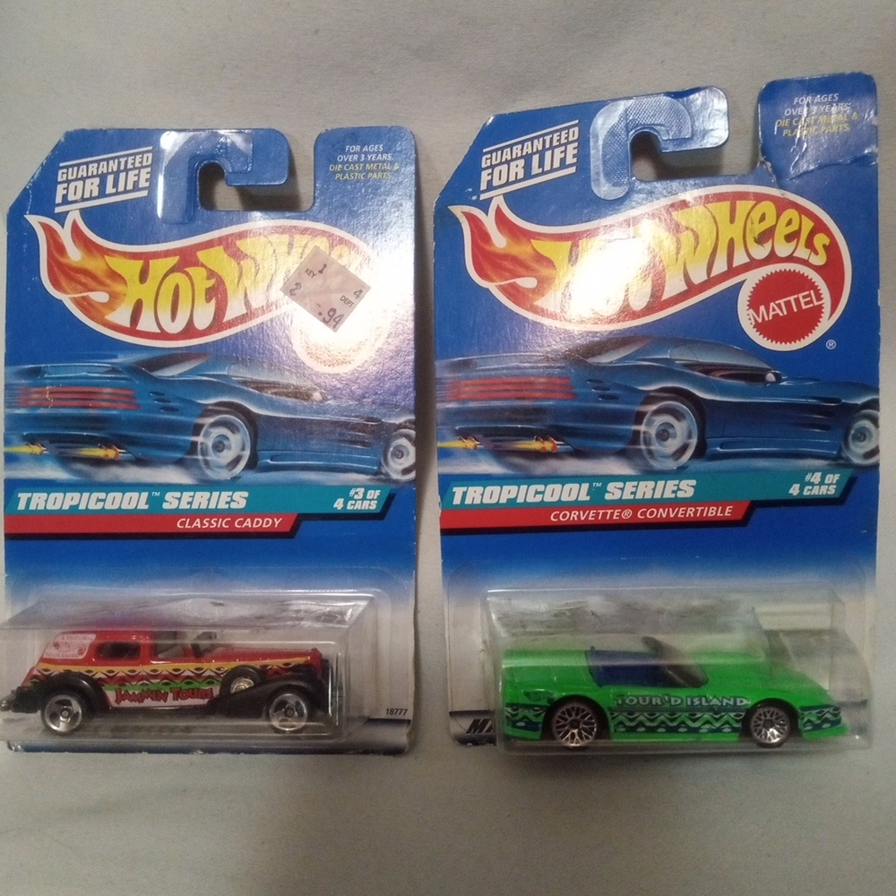 Tropicool Series Classic Caddy and Corvette Convertible Toy Cars
